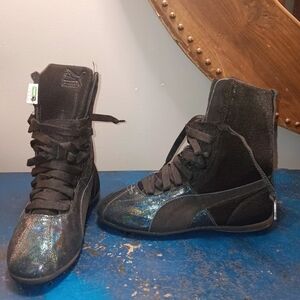 Puma Black Glitter High-Top Boxing Boots